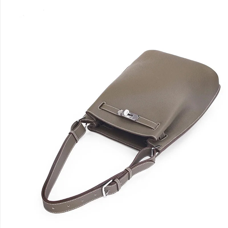 2024 Women's Trendy Togo Cowhide Bucket Bag New  Luxury Genuine Leather Top Layer Large Capacity HandBags