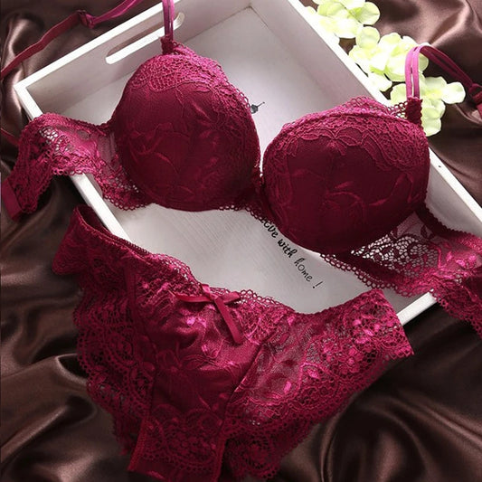 New Women's Push Up Sexy Bra Set  Black Underwear&Panties Comfortable Breathable Bra Set Sexy Good Lace Underwear For Women