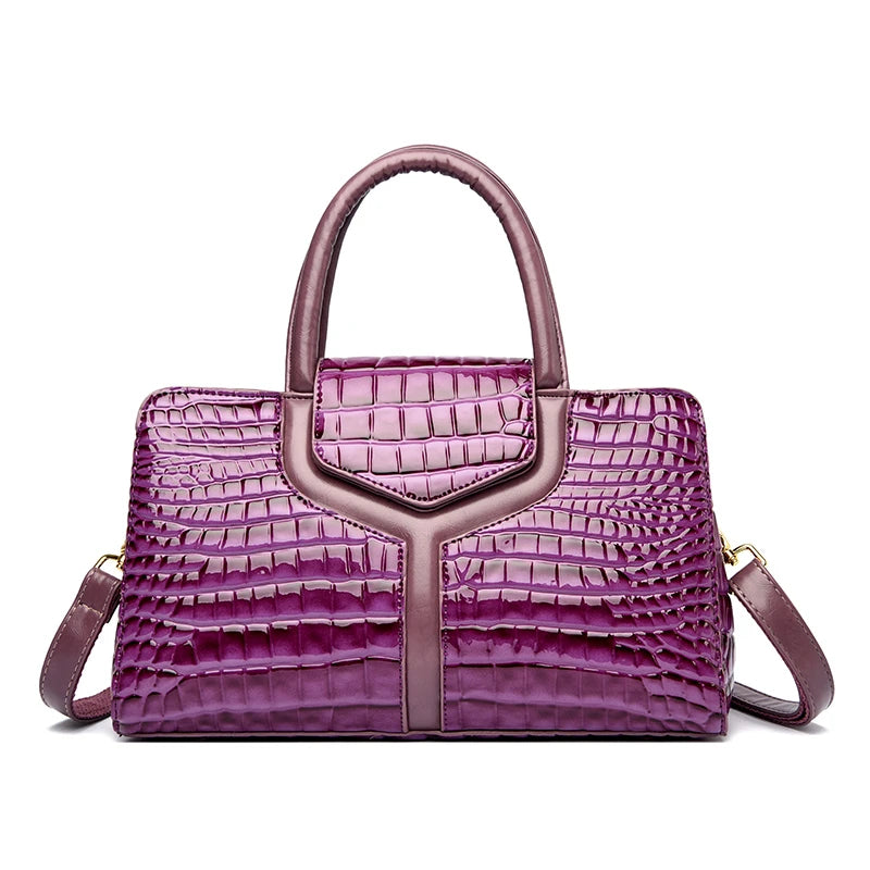 High Quality Designer Crocodile Pattern PU Leather Shoulder Bag for Women Fashion Top Handle Satchel Tote Handbag for Lady