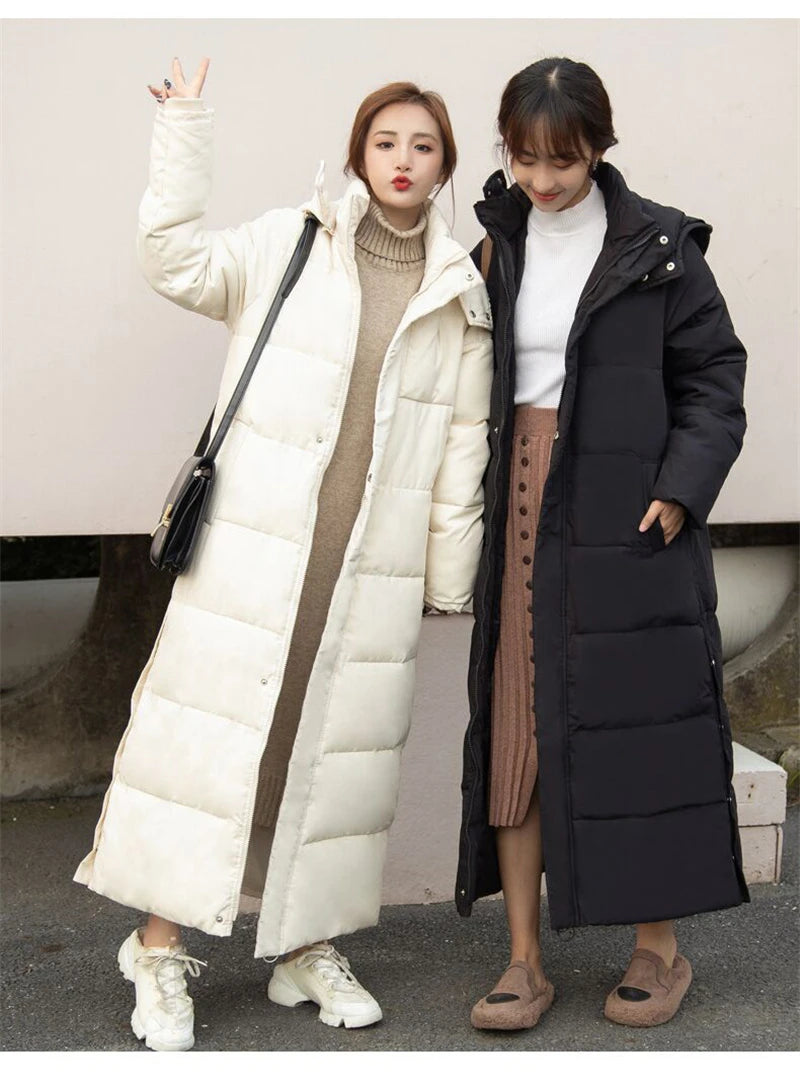 Winter Women Jackets Extra long Parkas Hooded Cotton Padded Female Coat High Quality Warm Outwear Womens Parka Winter Coats