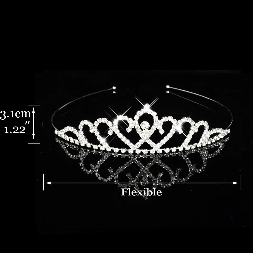 Princess Children's Tiara Red Bride Crown Floral Wedding Bridal Hair Accesories Golden Hair Jewelry Headdress