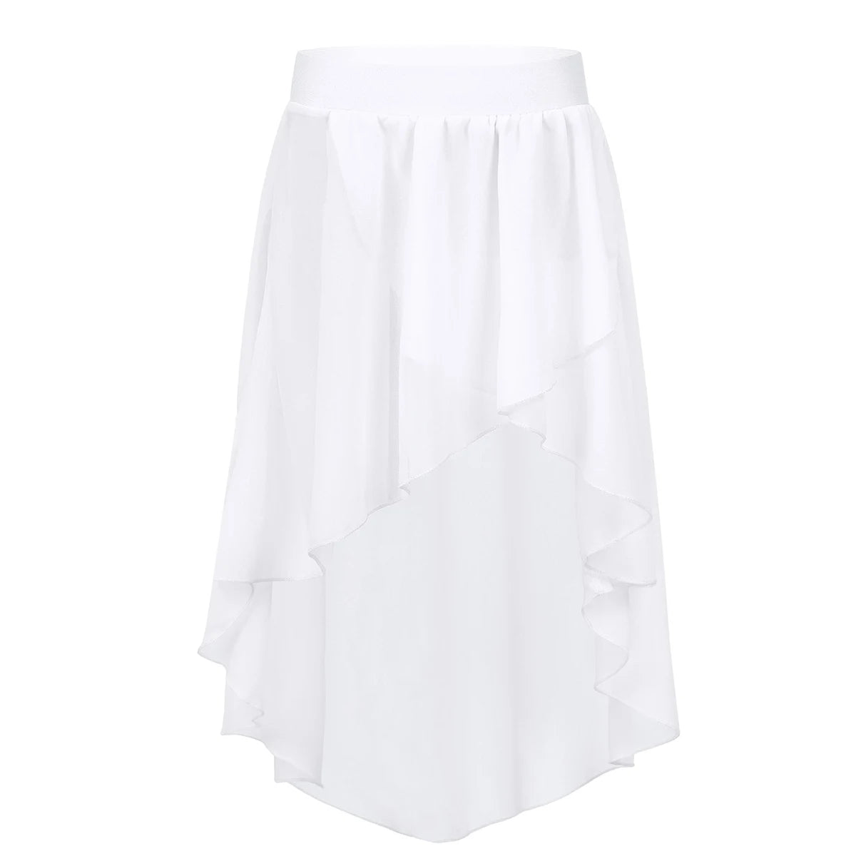 Girls Skirts High-Low Chiffon Skirt for Girl Elastic Waistband Ballet Modern Lyrical Dance Leotards Wrap Skirt Child Dancewear