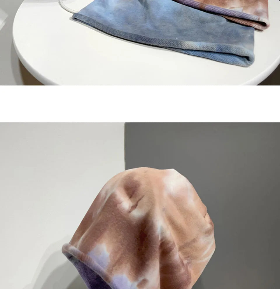2021 Winter Hats for Women Beanies Tie-dyed cotton pullover cap Cool Hat Girls Autumn Female Beanie Warm Bonnet Cap Wholesale