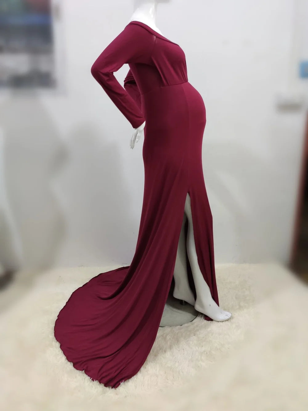 Sexy Shoulderless Maternity Dresses For Photoshoot Maxi Gown Baby Shower Women Pregnant Photography Clothes Long Pregnancy Dress