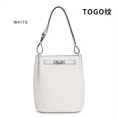 2024 Women's Trendy Togo Cowhide Bucket Bag New  Luxury Genuine Leather Top Layer Large Capacity HandBags