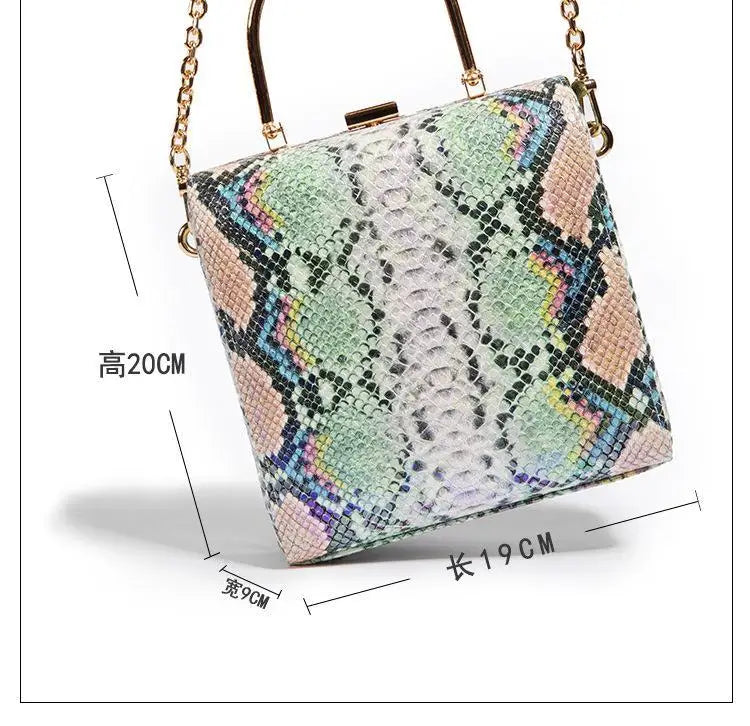 2021 Top Grade Designer Purse Famous Brands Polynesian Print Lady Bags Fashion Clutches Snake Skin Handbags for Women