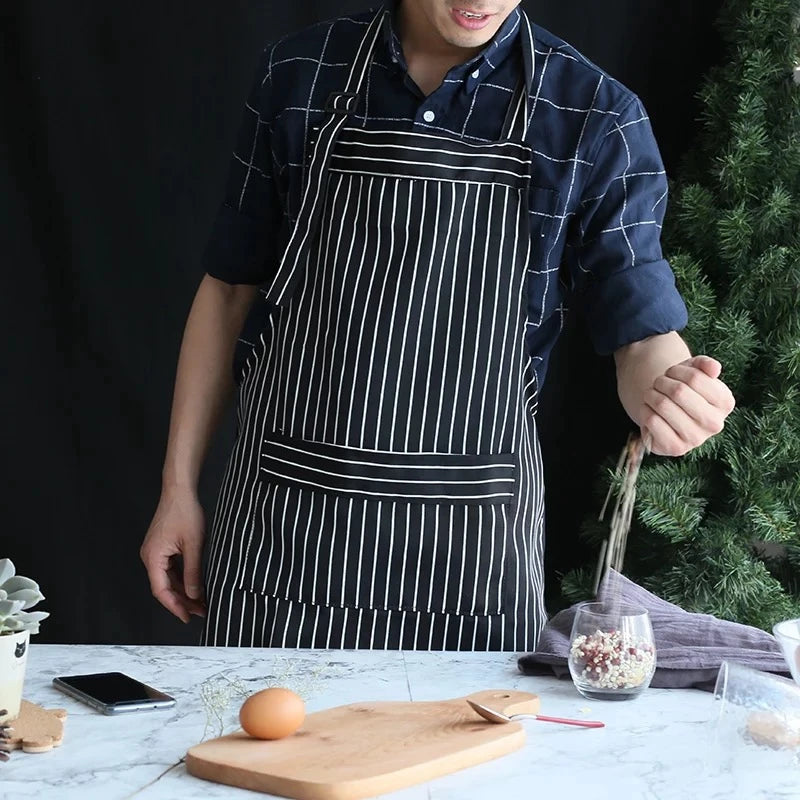 Kitchen Cooking Apron Chef Halterneck Apron With1 Pockets Catering Sleeveless Aprons Men Woman BBQ Waiter Printing Apron