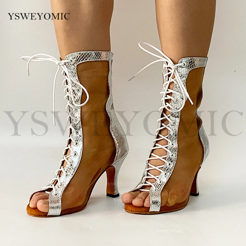 Bachata Dance Boot for Women High Quality thicker Insole Suede Outsole Latin Salsa Dance Shoes In High Heel 3inch