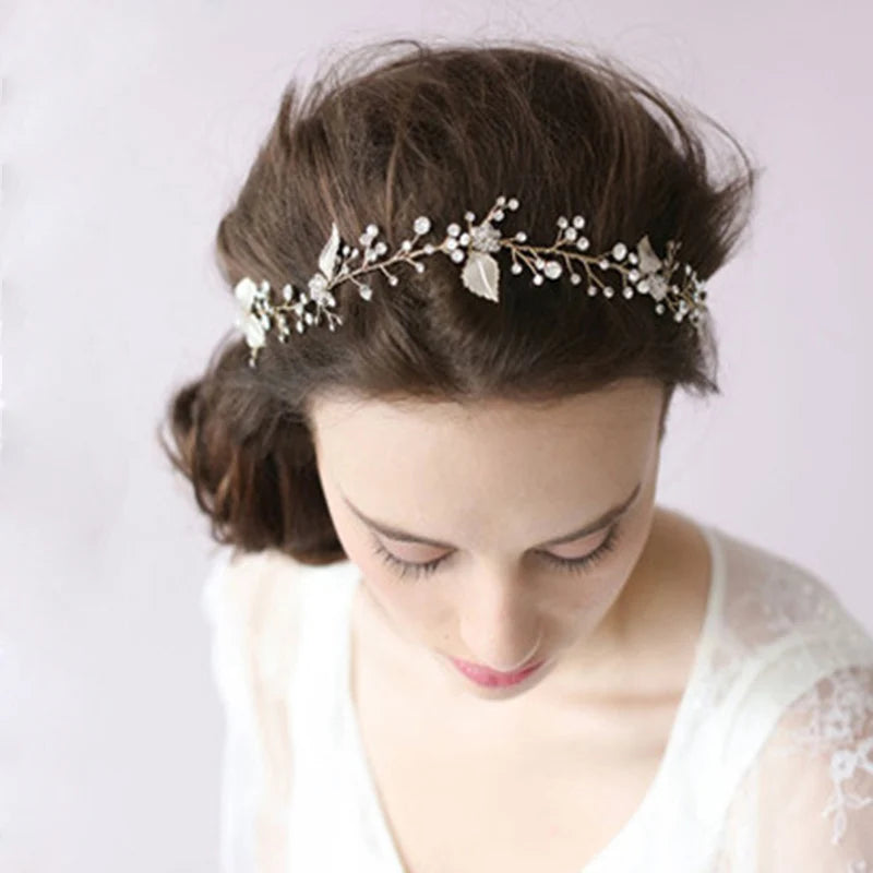 Headbands Bride Headpiece Tiaras Fashion Hair Jewelry Crystal Pearl Flower Bridal Wedding Hair Accessories For Women