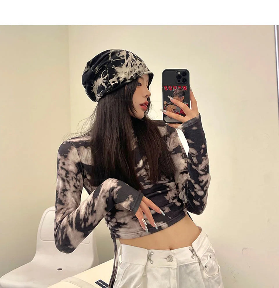 2021 Winter Hats for Women Beanies Tie-dyed cotton pullover cap Cool Hat Girls Autumn Female Beanie Warm Bonnet Cap Wholesale