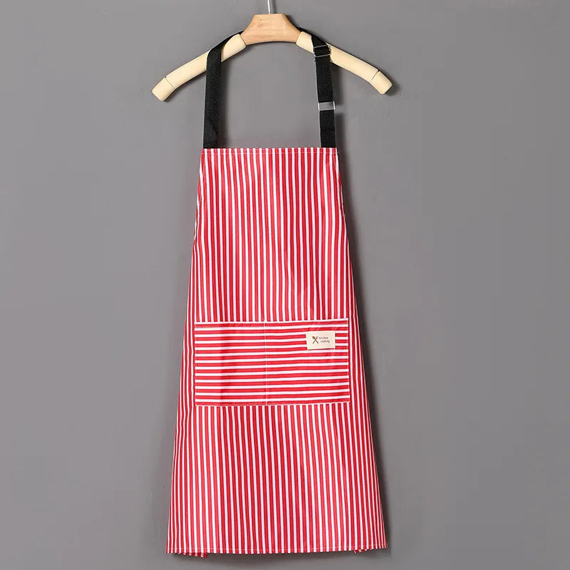 Kitchen Cooking Apron Cotton Linen Stripe Printed Anti-oil Sleeveless Aprons for Men Women Cooking Baking Waist Apron