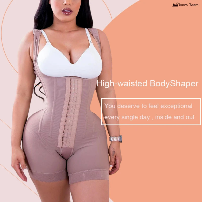 Women's  A Comfy Shaping Jumpsuit Flatten Abdomen Waist and Hips Zip Front Closure Shapewear Firm Tummy Compression Butt Lifter
