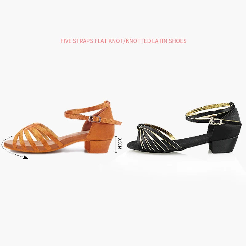 Latin Shoes for Girls Women Low Heel Latino Salsa Modern Ballroom Shoes Tango Salsa Rumba Latin Dance Shoes