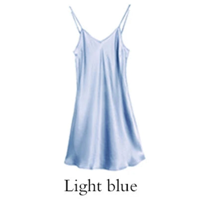 Sleeping dress 100% Real Silk Full slips nighties for women Long Camisole Chemise Bridesmaid mini dress V-Neck