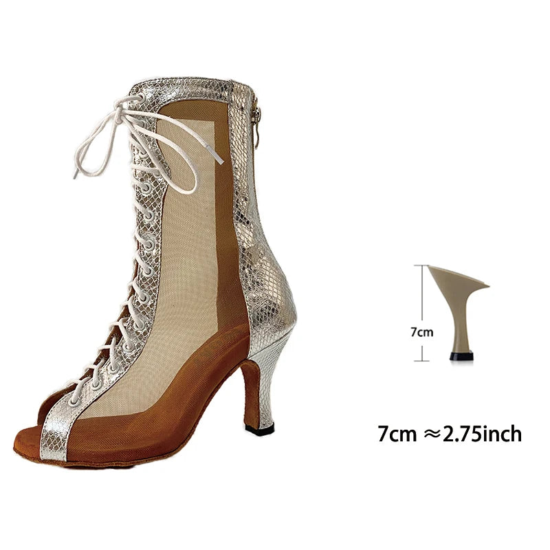 Bachata Dance Boot for Women High Quality thicker Insole Suede Outsole Latin Salsa Dance Shoes In High Heel 3inch