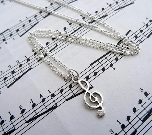 Treble Clef Necklace,music Note Charm,Singer Musician Jewellery