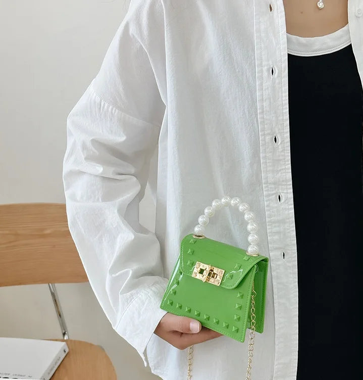New Summer Fashion Handbag for Young Ladies Small Crossbody Bag with Pearl Chain