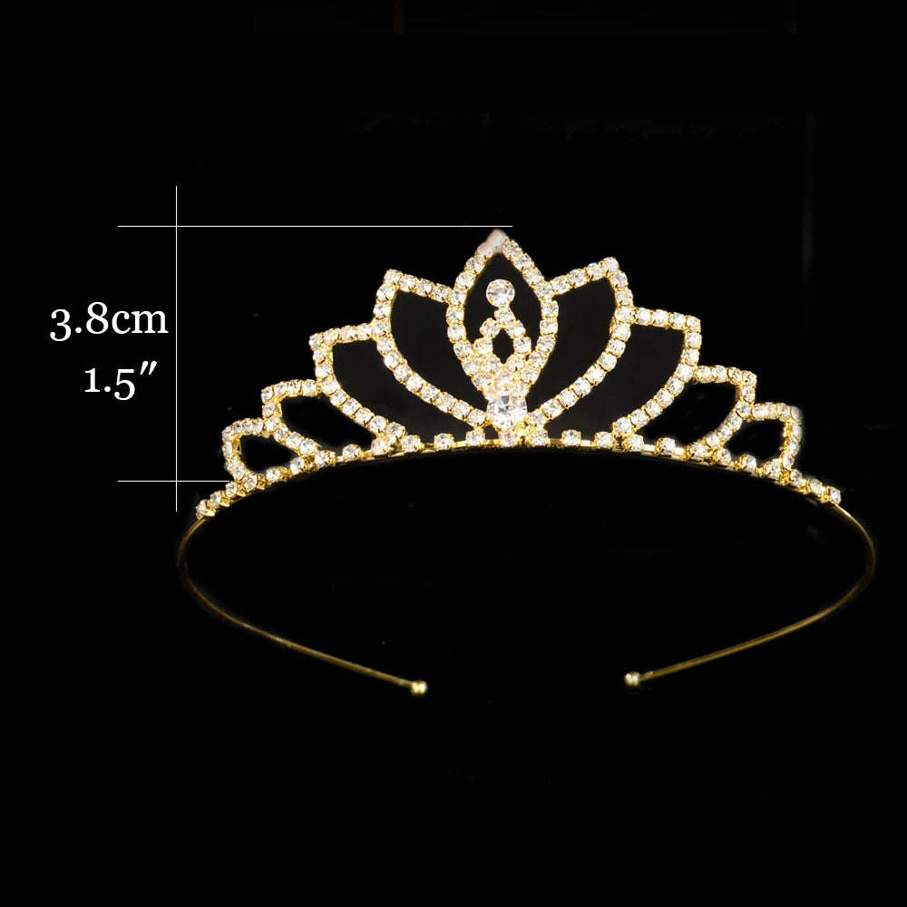 Princess Children's Tiara Red Bride Crown Floral Wedding Bridal Hair Accesories Golden Hair Jewelry Headdress