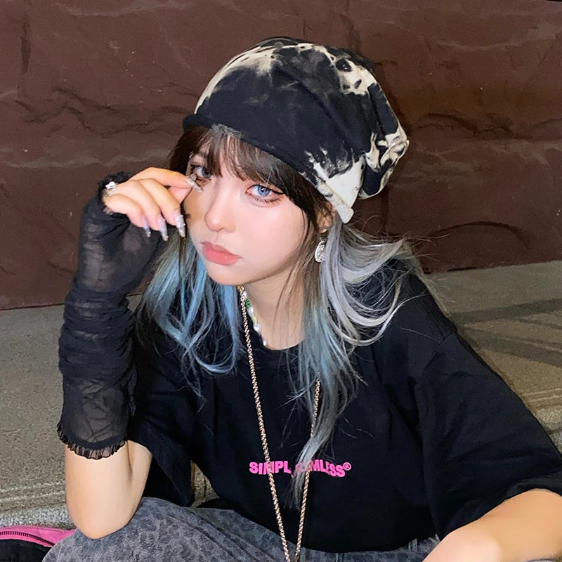 2021 Winter Hats for Women Beanies Tie-dyed cotton pullover cap Cool Hat Girls Autumn Female Beanie Warm Bonnet Cap Wholesale