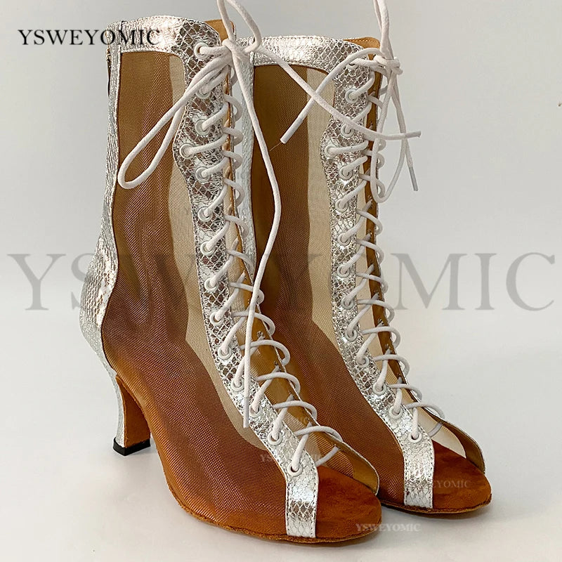 Bachata Dance Boot for Women High Quality thicker Insole Suede Outsole Latin Salsa Dance Shoes In High Heel 3inch