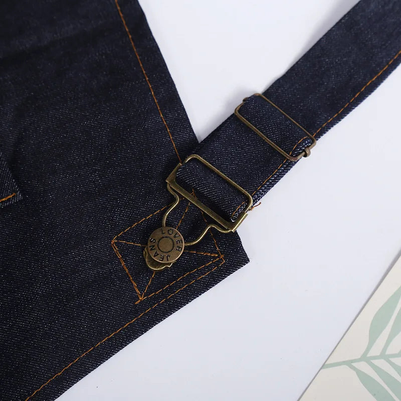 Kitchen Apron Unisex Denim Aprons Adjustable Men Women Apron with Pocket Chefs Cooking Baking Home Cleaner Tool Halter