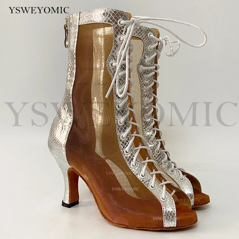Bachata Dance Boot for Women High Quality thicker Insole Suede Outsole Latin Salsa Dance Shoes In High Heel 3inch