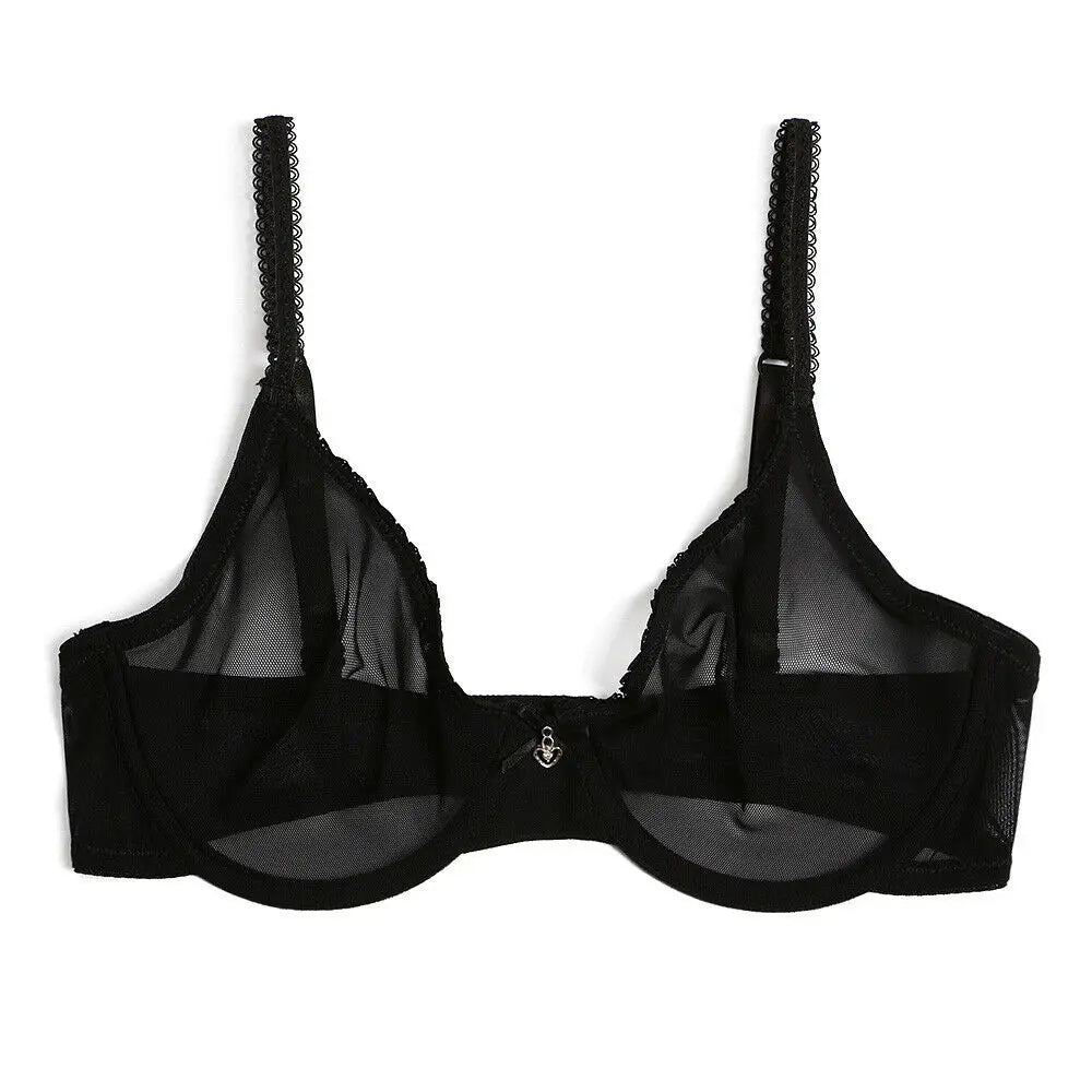 New Women Hollow bra see through sexy gauze mesh transparent ultra thin Bras B C D E F 75 80 85 90 95 100 US EU UK Dropshipping