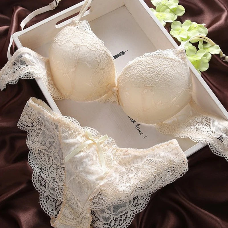 New Women's Push Up Sexy Bra Set  Black Underwear&Panties Comfortable Breathable Bra Set Sexy Good Lace Underwear For Women