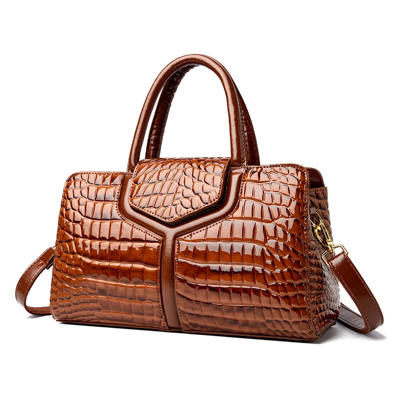 High Quality Designer Crocodile Pattern PU Leather Shoulder Bag for Women Fashion Top Handle Satchel Tote Handbag for Lady