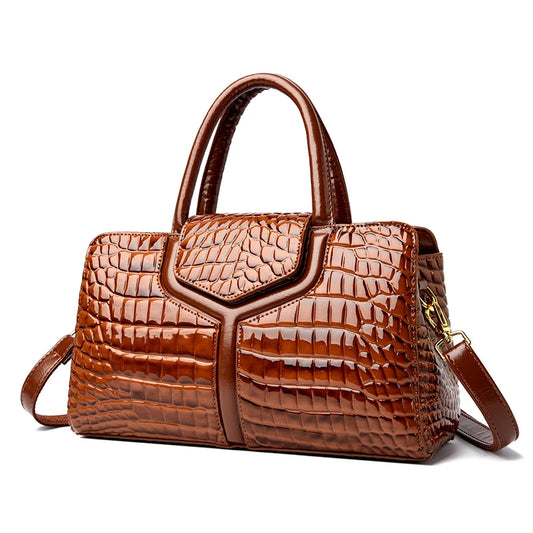 High Quality Designer Crocodile Pattern PU Leather Shoulder Bag for Women Fashion Top Handle Satchel Tote Handbag for Lady