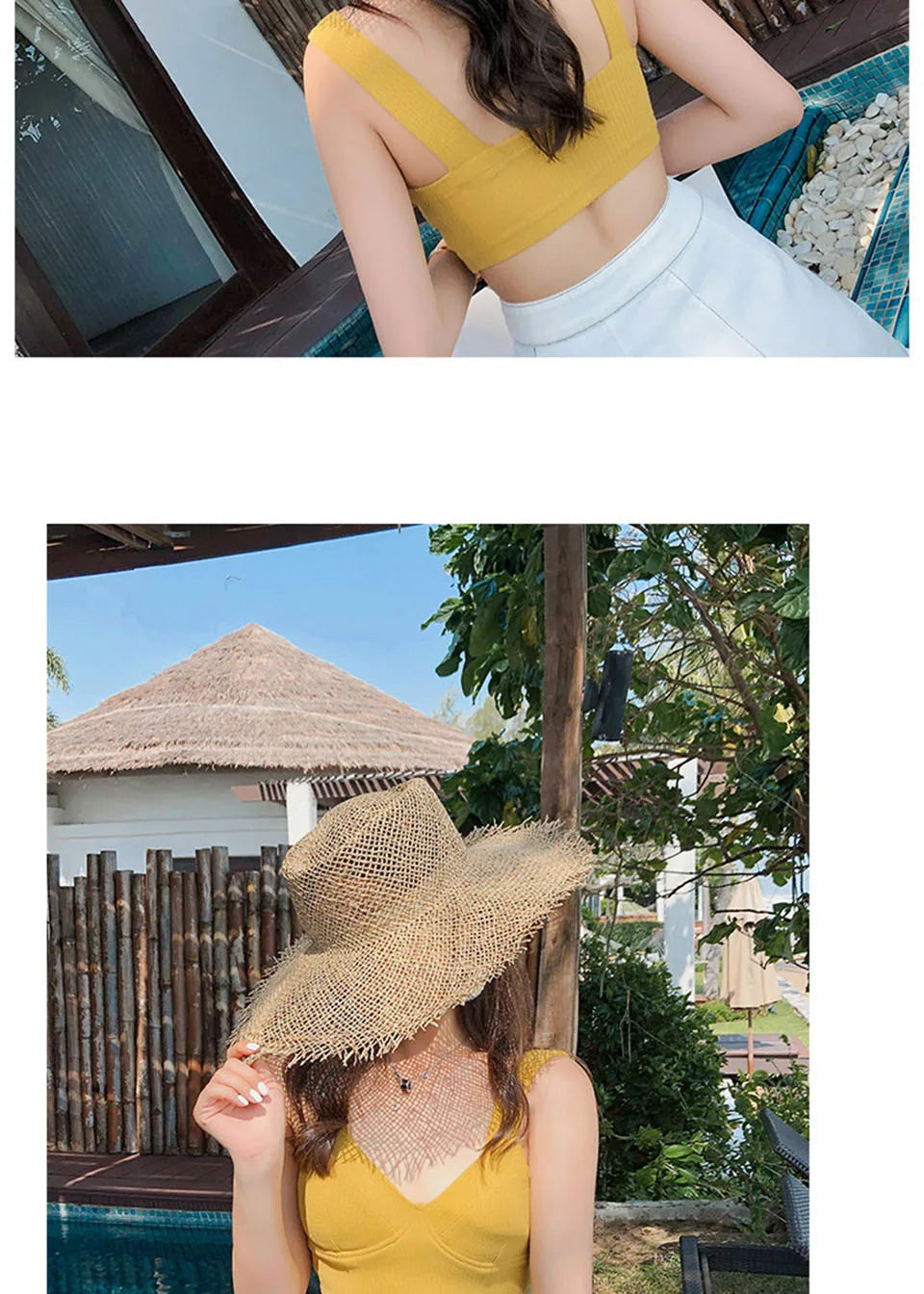 Summer hats for women Retro flat hat brim hand-made Hollow design raffia straw hat ladies outdoor sun protection beach straw hat