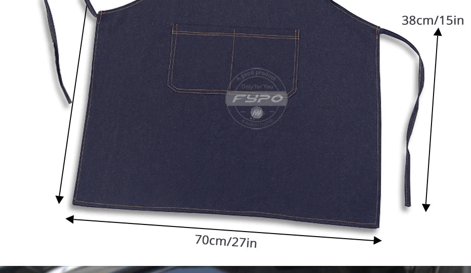 Unisex Simple Denim Apron Kitchen Accessory Sleeveless Apron Cooking Restaurant Barista Work Apron Durable Sanitary Baking Apron