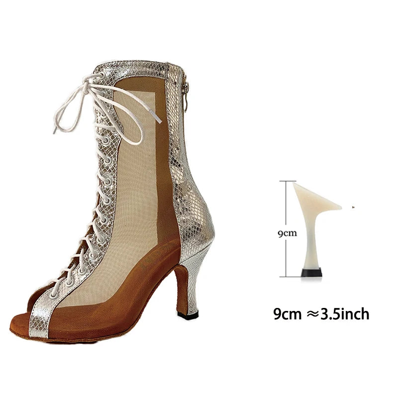 Bachata Dance Boot for Women High Quality thicker Insole Suede Outsole Latin Salsa Dance Shoes In High Heel 3inch