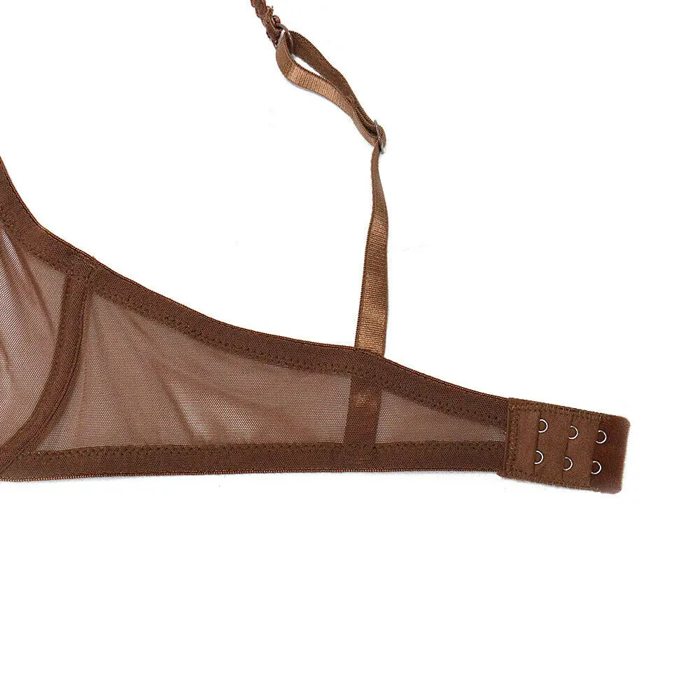 New Women Hollow bra see through sexy gauze mesh transparent ultra thin Bras B C D E F 75 80 85 90 95 100 US EU UK Dropshipping