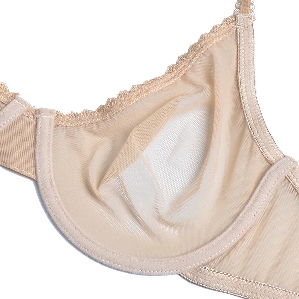 New Women Hollow bra see through sexy gauze mesh transparent ultra thin Bras B C D E F 75 80 85 90 95 100 US EU UK Dropshipping