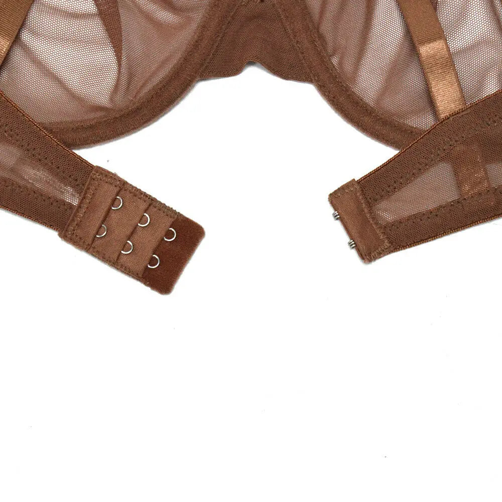 New Women Hollow bra see through sexy gauze mesh transparent ultra thin Bras B C D E F 75 80 85 90 95 100 US EU UK Dropshipping