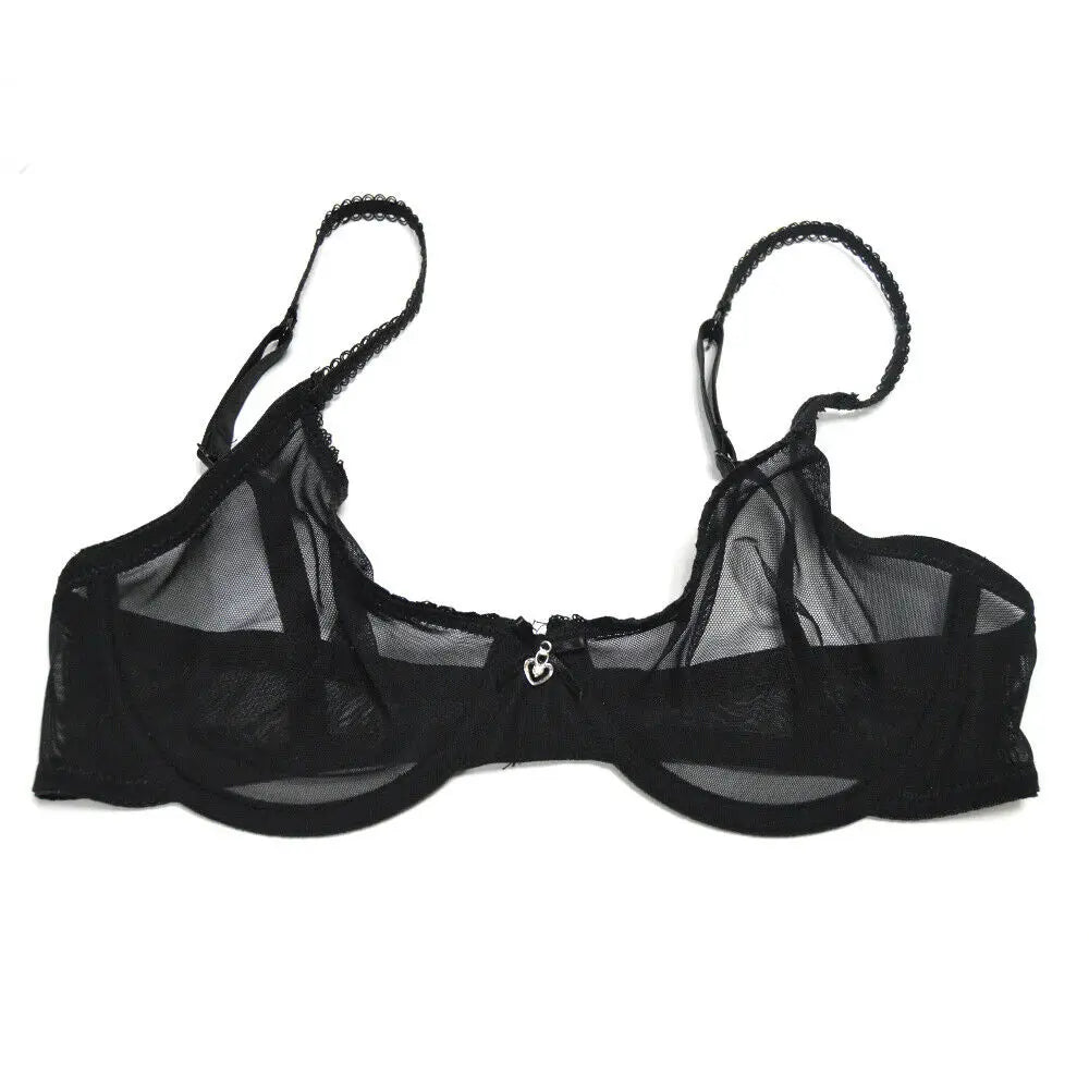 New Women Hollow bra see through sexy gauze mesh transparent ultra thin Bras B C D E F 75 80 85 90 95 100 US EU UK Dropshipping