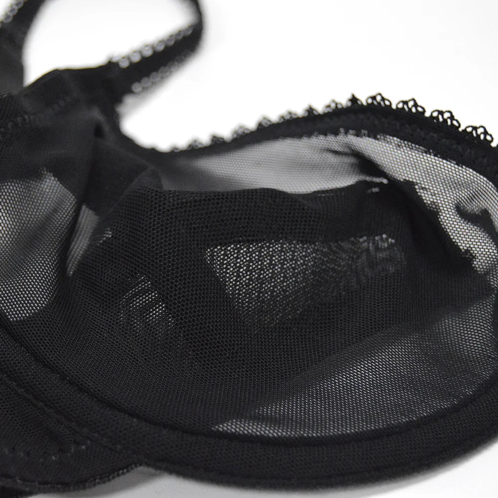 New Women Hollow bra see through sexy gauze mesh transparent ultra thin Bras B C D E F 75 80 85 90 95 100 US EU UK Dropshipping