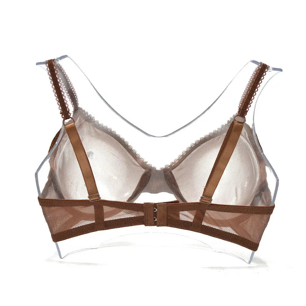New Women Hollow bra see through sexy gauze mesh transparent ultra thin Bras B C D E F 75 80 85 90 95 100 US EU UK Dropshipping