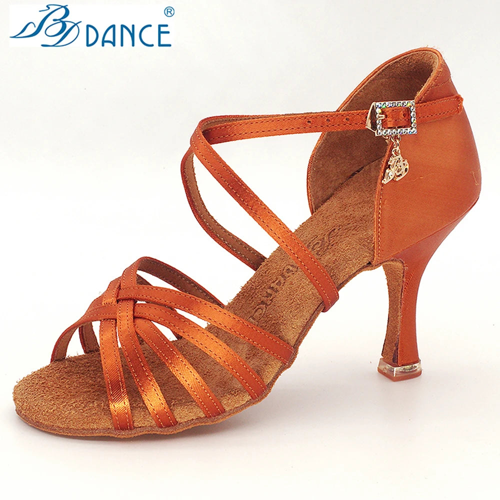 BD Latin Dance Shoes Authentic Female Soft-Soled Dancing Professional National Standard BDSALSA 216 Ballroom FREE BAG BDDANCE