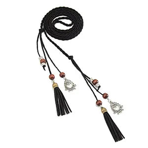 2018 Fashion Women's Handmade Cute Braided Belt Retro Tassel Thin Section Belt Dress Bow Waist Rope Waist Chain Red Bg-642