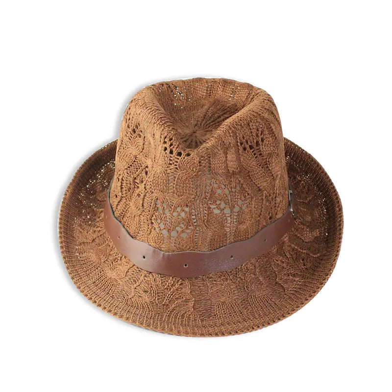 Hats for Women Female Hat Women's Girls Fedora Knitted Chapeu Feminino Autumn Summer Leather Buckle Sun Cap Fashion Jazz
