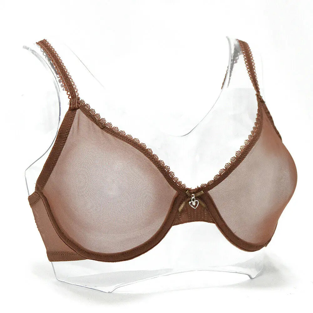 New Women Hollow bra see through sexy gauze mesh transparent ultra thin Bras B C D E F 75 80 85 90 95 100 US EU UK Dropshipping