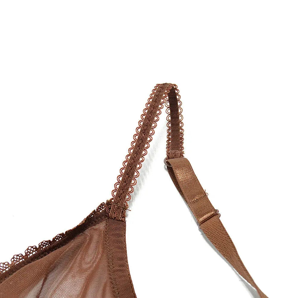 New Women Hollow bra see through sexy gauze mesh transparent ultra thin Bras B C D E F 75 80 85 90 95 100 US EU UK Dropshipping