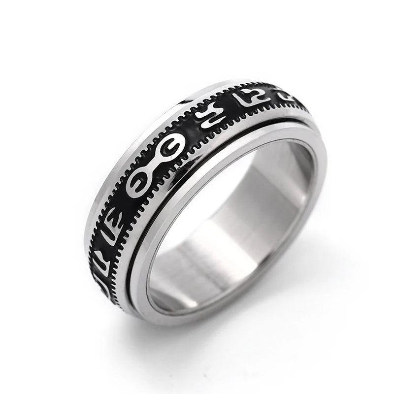 Rotated Ring, Never fade Can Rotate Power Lucky "Om Mani Padme Hum" Sanskrit Buddhist Mantra Ring  Customize Ring Engraved Ring