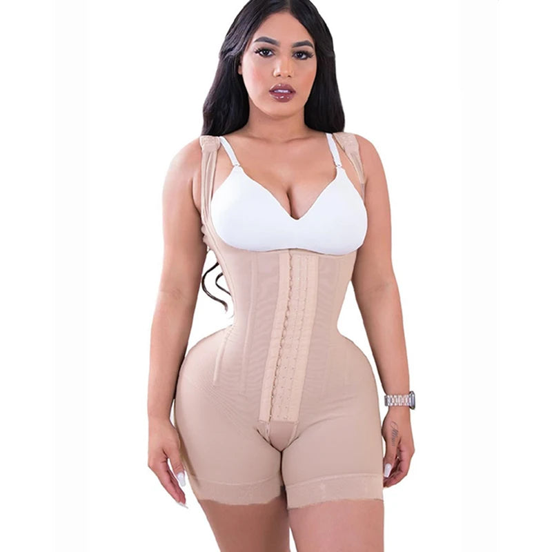 Women's  A Comfy Shaping Jumpsuit Flatten Abdomen Waist and Hips Zip Front Closure Shapewear Firm Tummy Compression Butt Lifter