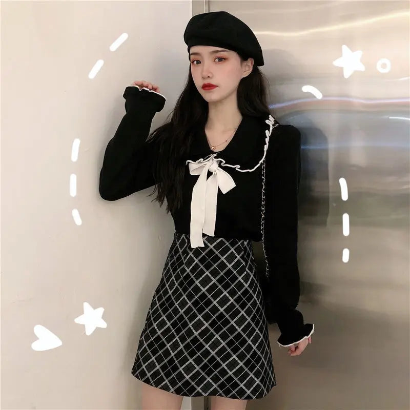 Woman Sweaters Femme Chandails Women's Doll Collar Knitted Top Sweater Autumn and Winter Pull Hiver