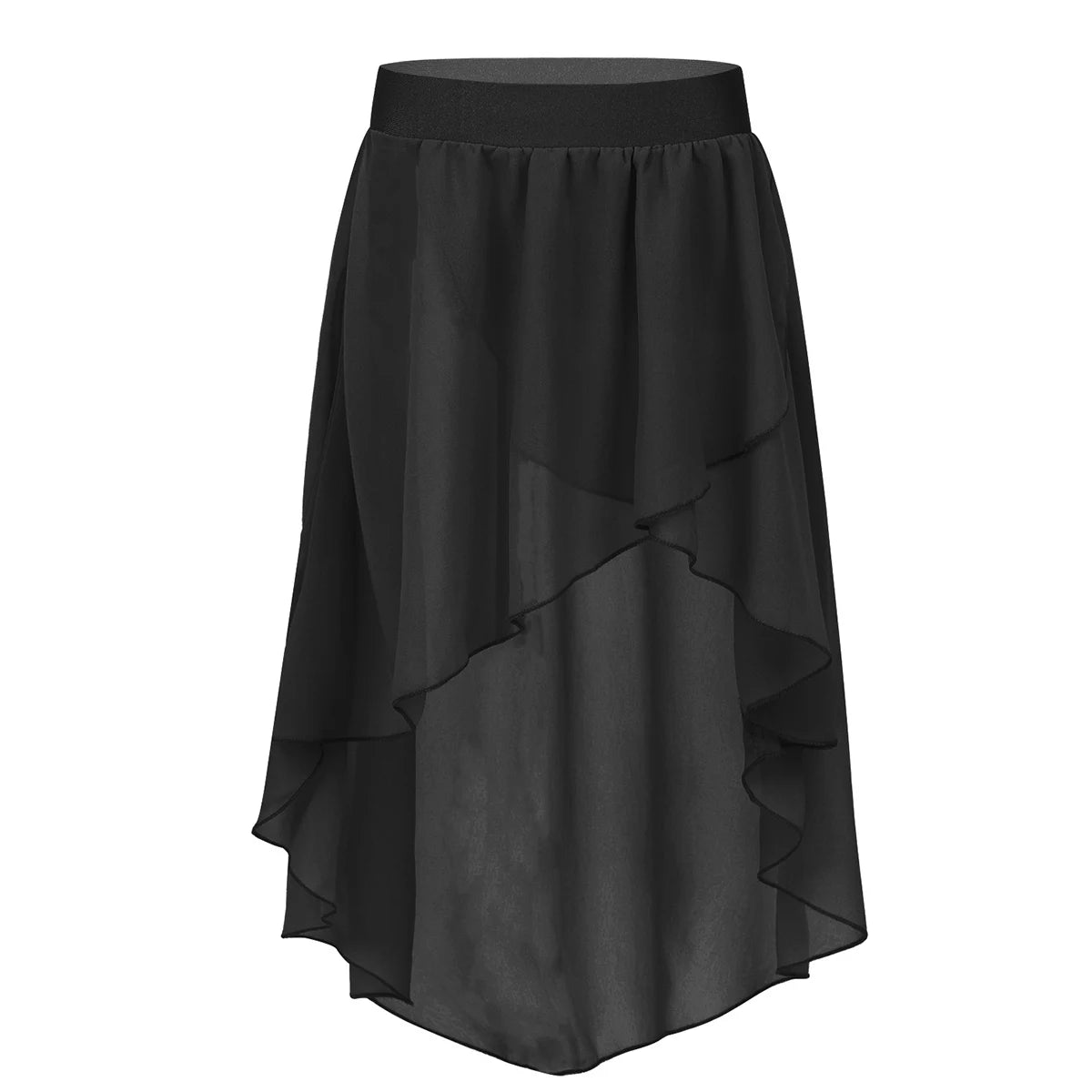Girls Skirts High-Low Chiffon Skirt for Girl Elastic Waistband Ballet Modern Lyrical Dance Leotards Wrap Skirt Child Dancewear