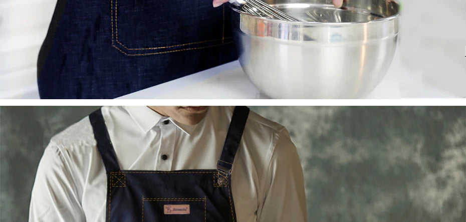 Unisex Simple Denim Apron Kitchen Accessory Sleeveless Apron Cooking Restaurant Barista Work Apron Durable Sanitary Baking Apron