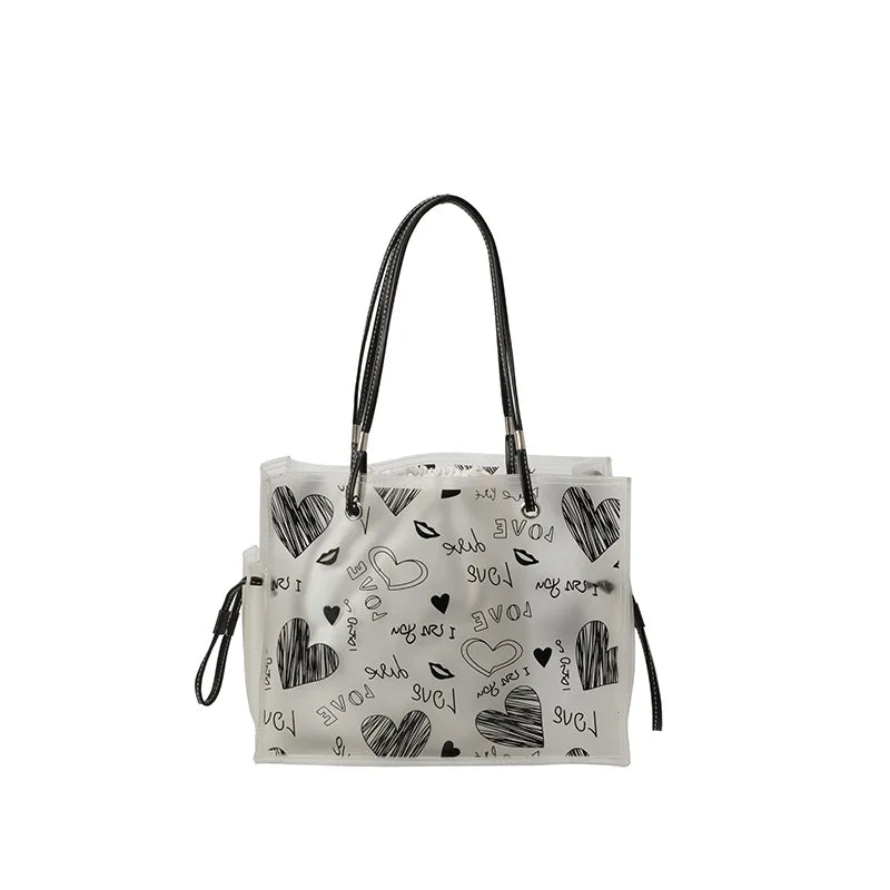 Fashionable New Ladies' Handbag Young Lady Large Transparent Tote Bag for Girls